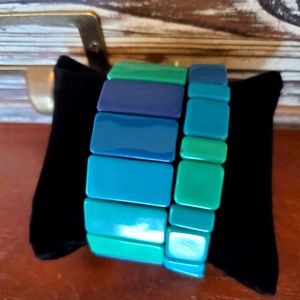 Tile bracelet in shades of aqua